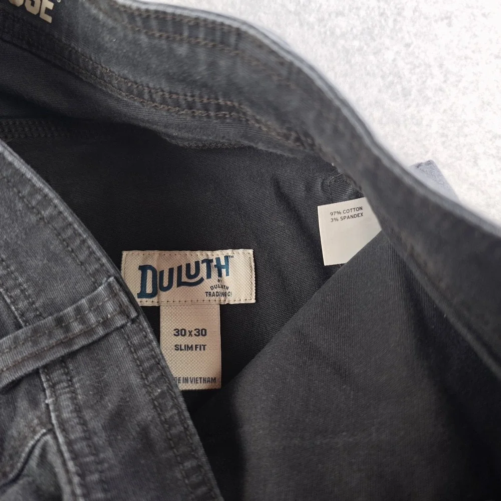 Duluth Flex Fire Hose Pants Mens 30x30 Slim Fit Black Solid Straight Stretch